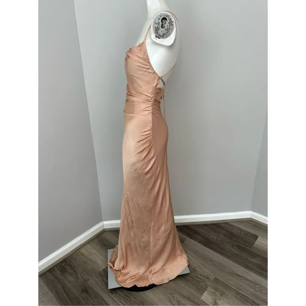 Shona Joy Womens Cowl Neck La Lune Lace-up Back Maxi Dress Dessert Size 2 $360_7